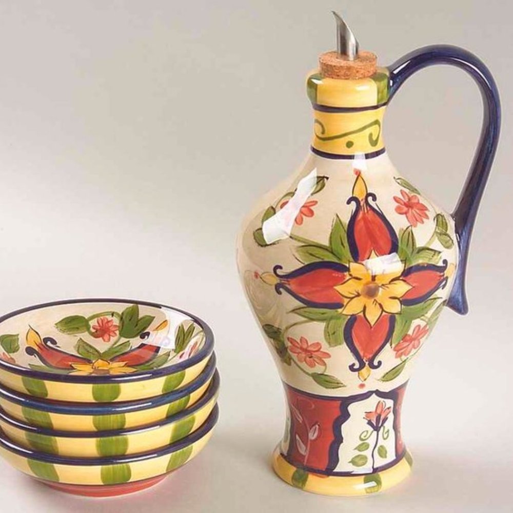 Pier 1 Ironstone Vallarta Earthenware, 8” Oil Jar - No Spout